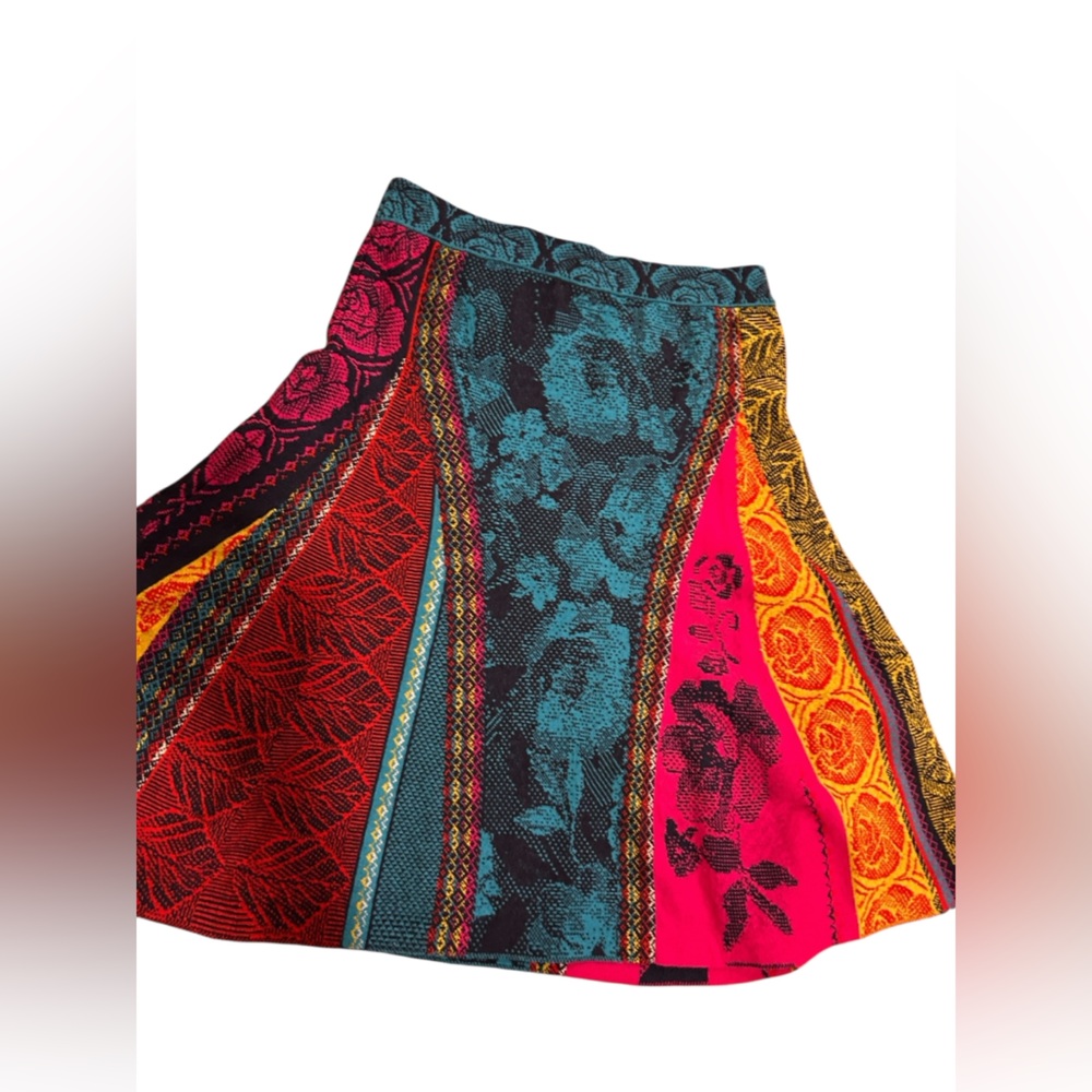 IVKO bohemian Multicolor Floral A-Line wool sweater Skirt - Picture 4 of 4
